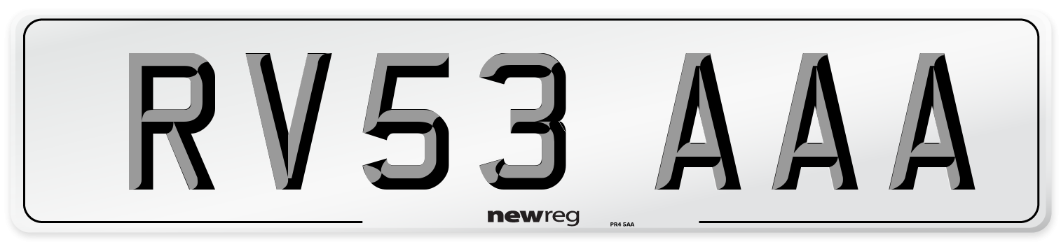 RV53 AAA Number Plate from New Reg